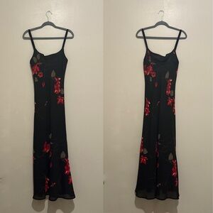 Jessica Howard Vintage Black Floral Maxi Dress Size 6
